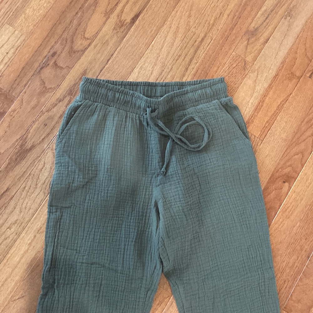 NWT Evereve Roan+Ryan Green Cedric Trouser Cotton Crop Pants - Picture 4 of 11